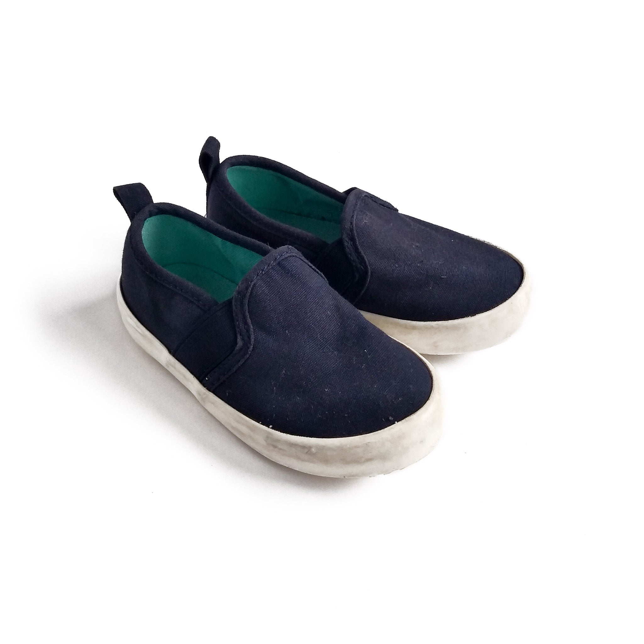 Navy blue canvas slip on outlet shoes