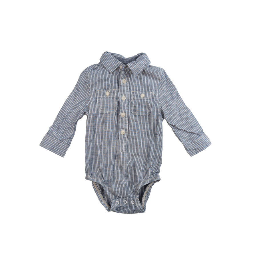 Oshkosh shirt 9m (blue pinstripe)