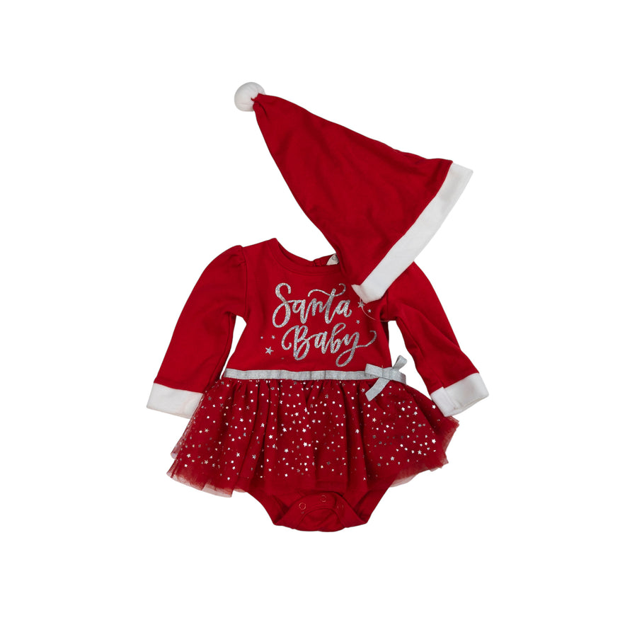 George dress + Santa hat 0-3m