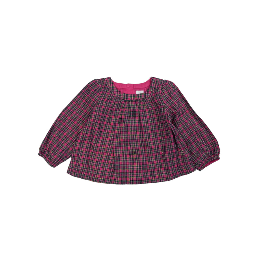 Gap long sleeve 6-12m (pink plaid)